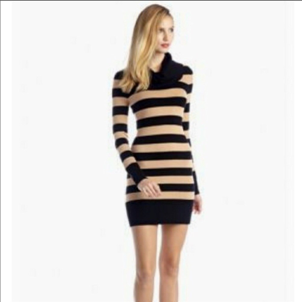French connection black and camel sweater dress.